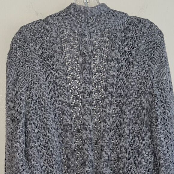 Coldwater Creek Longline Cardigan Plus Size 14 16 Wool Gray Knit Sweater - Picture 7 of 11